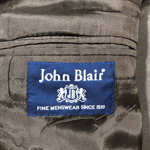 John Blair Mens Size 44 Speckled Brown Wool 3 Leather Button Blazer Suit Jacket - Picture 10 of 13